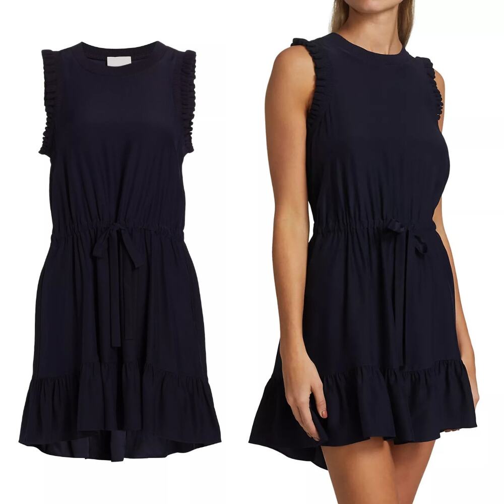 Cinq a Sept tous les jours NWT Lenora Navy Blue Silk Sleeveless Mini Dress
